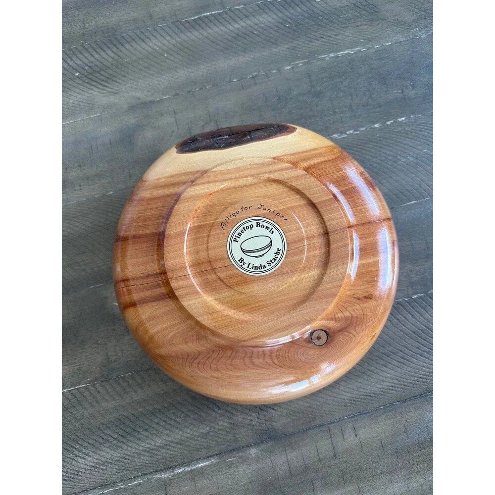 Pinetop Bowls Linda Staehe Alligator Juniper Wood Bowl 11” Southwestern Decor